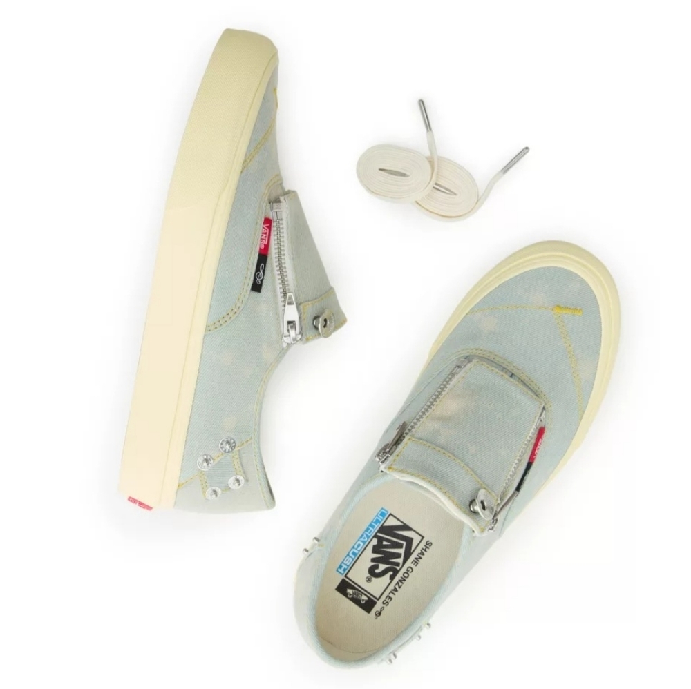 Vans Blue and Cream Slip-On Shoes